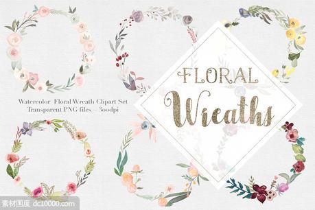 水彩花环插画集 Watercolor Floral Wreaths Vol 1 - 源文件