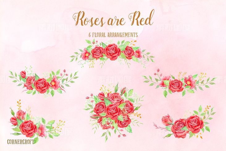 情人节红玫瑰花束插画 Valentine Red Rose Bouquet