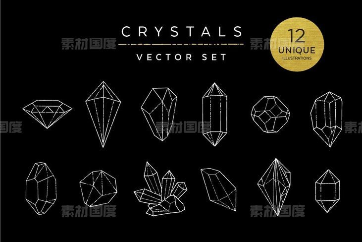 各种形状水晶矢量图形素材 Crystals Vector Illustration Set