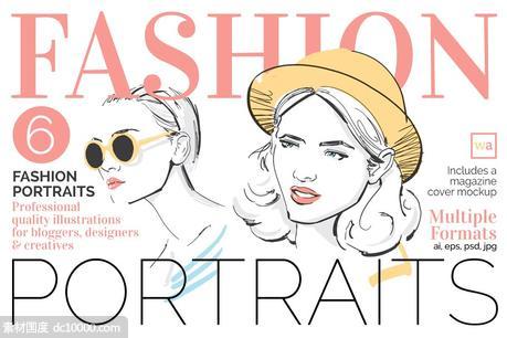 时尚肖像插画 Fashion Portrait Illustrations - 源文件