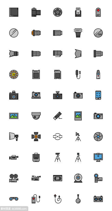 50枚摄影器材图标 - 源文件