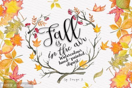 秋天气息水彩设计元素 Fall is in the air Autumn Watercolor - 源文件