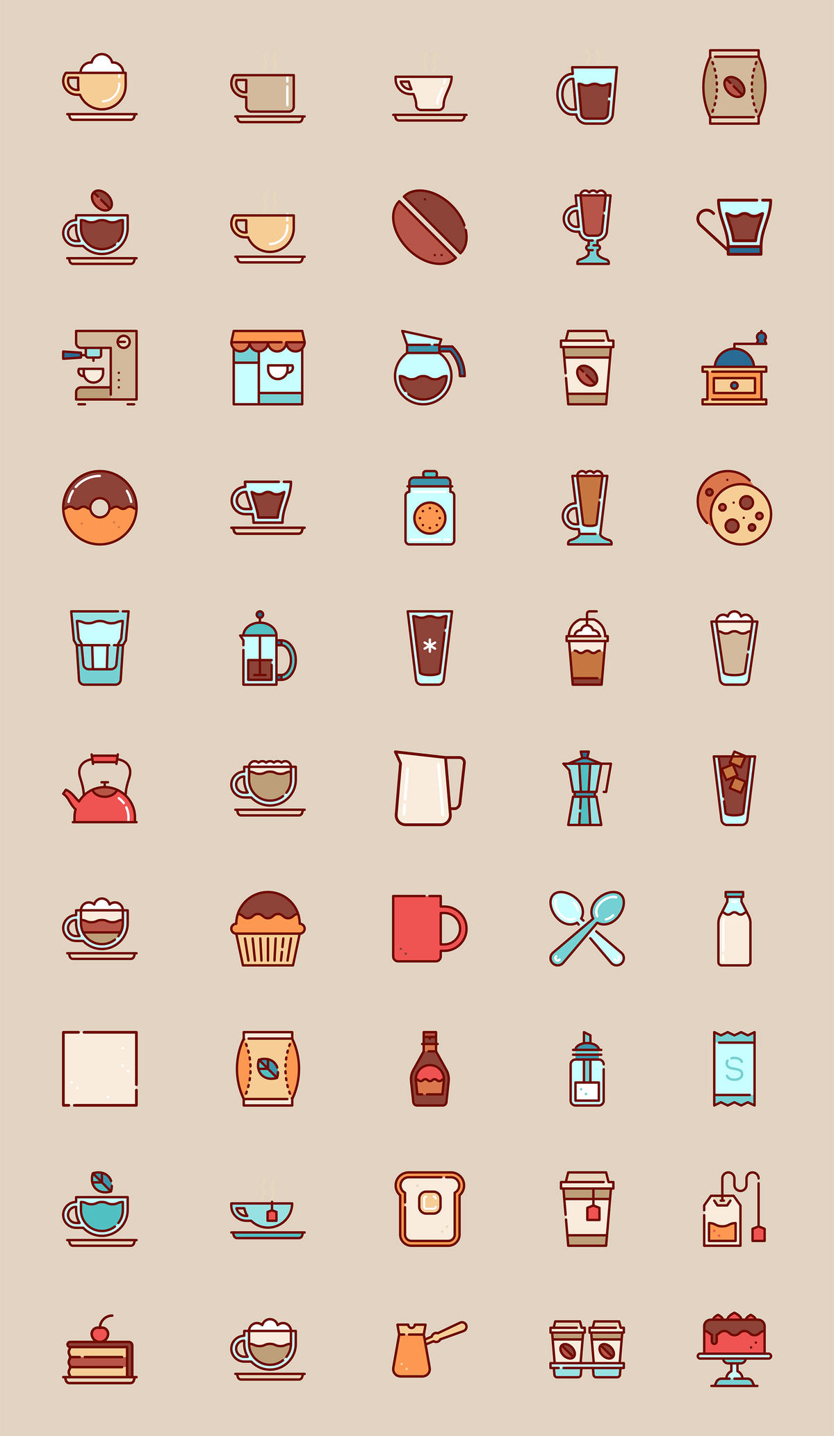 50枚咖啡店元素图标