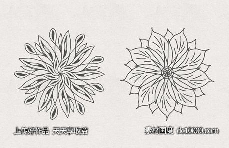 矢量花卉素材 Vector Floral Radial Illustrations [AI, SVG]-源文件-素材国度dc10000.com