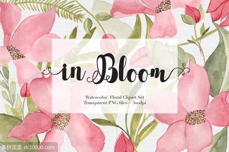 22款独特的手绘水彩花卉剪贴画 Watercolor Flowers Clipart Set - 源文件