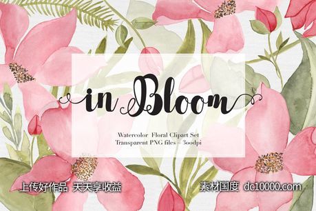 22款独特的手绘水彩花卉剪贴画 Watercolor Flowers Clipart Set-源文件-素材国度dc10000.com