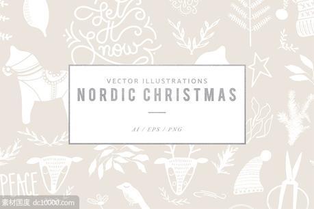 北欧风格圣诞主题矢量图形 Nordic Christmas Vector Graphics - 源文件