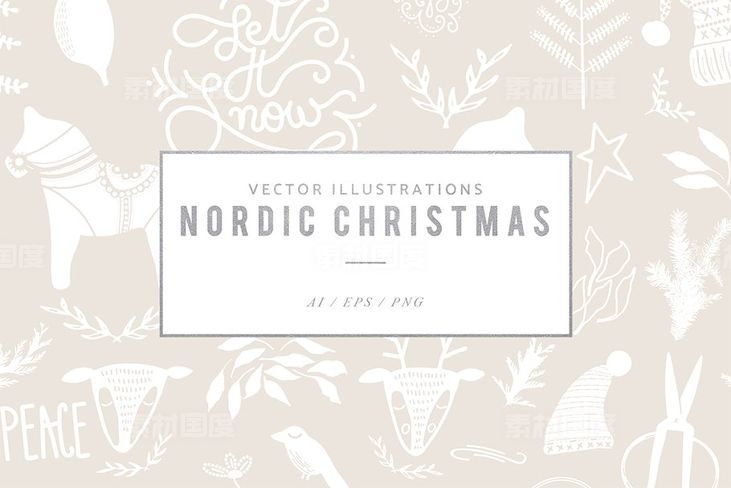 北欧风格圣诞主题矢量图形 Nordic Christmas Vector Graphics