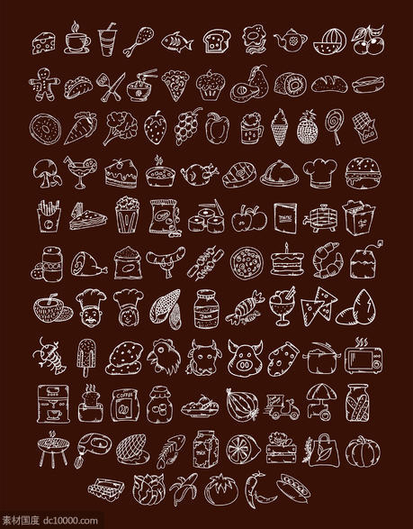 100枚手绘食物图标 - 源文件