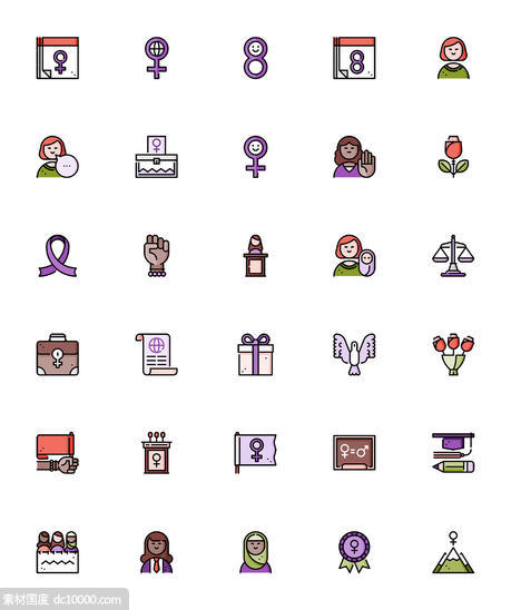 30枚妇女节元素图标 - 源文件