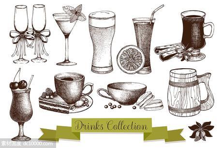 饮料主题矢量剪贴画素材 Vector Beverage Collection - 源文件
