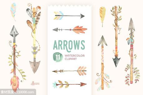 水彩剪贴画箭头 Arrows Watercolor Clipart - 源文件