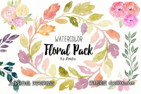 30款花卉叶子水彩插画合集 Floral Watercolor Collection - 源文件