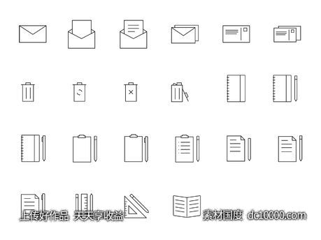 文字工作图标-源文件-素材国度dc10000.com