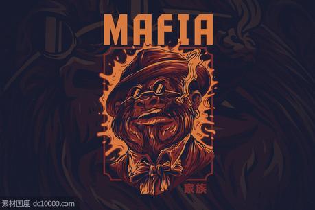黑手党形象T恤印花图案设计 Mafia Ver 2 - 源文件