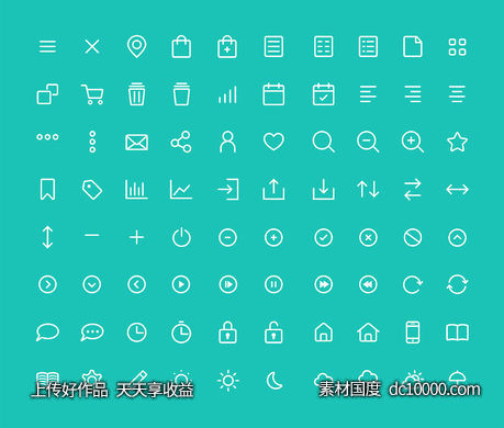 80枚圆角线性图标-源文件-素材国度dc10000.com