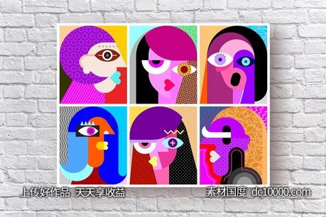 抽象女性形象矢量插画素材-源文件-素材国度dc10000.com