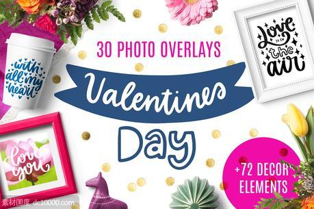 30幅情人节和爱情主题相关的字体图形剪贴画模板 - 源文件