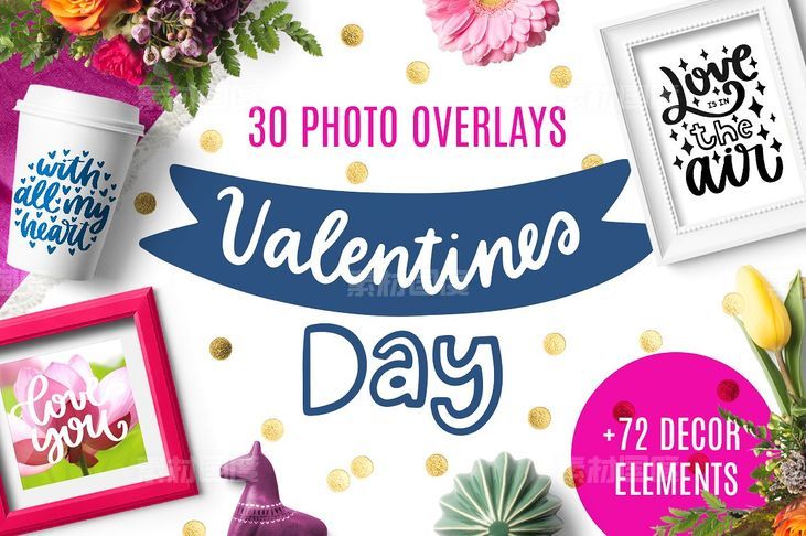30幅情人节和爱情主题相关的字体图形剪贴画模板