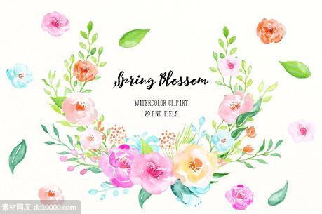 春天气息水彩花卉素材 Watercolor Spring Blossom - 源文件