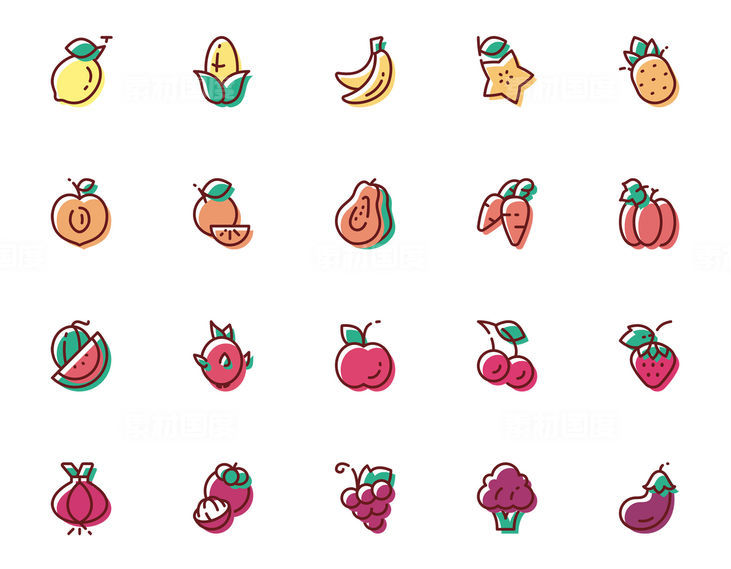 20枚水果蔬菜图标