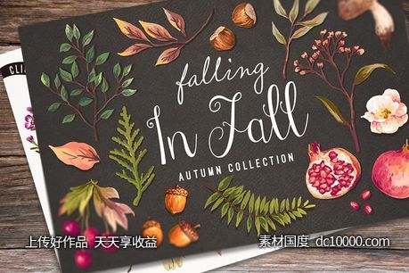 秋天主题手绘图案设计素材合集 Hand drawn autumn collection-源文件-素材国度dc10000.com