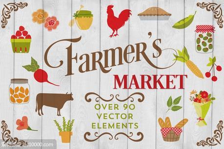 现代农贸市场剪贴画素材 Modern Farmers Market Graphics - 源文件