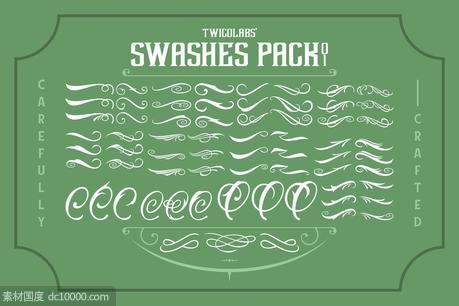 花饰装饰符号矢量设计素材包 Twicolabs Swashes Pack - 源文件