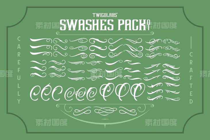 花饰装饰符号矢量设计素材包 Twicolabs Swashes Pack