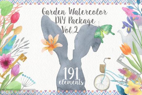 花园水彩元素合集 Garden Watercolor DIY Pro - 源文件