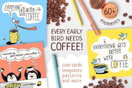 EVERY EARLY BIRD NEEDS COFFEE-手绘卡通咖啡插图素材下载 - 源文件