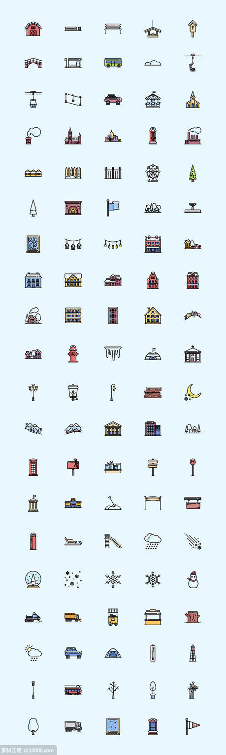 100个冬季小镇主题图标 .sketch素材下载 - 源文件
