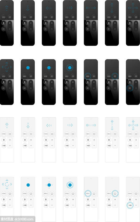 Apple TV 遥控器交互线框 - 源文件