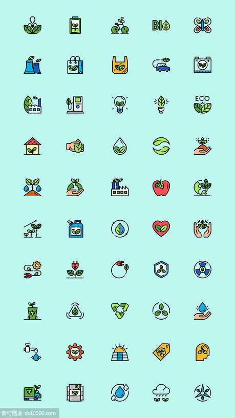 50个绿色生态图标 .sketch素材下载 - 源文件