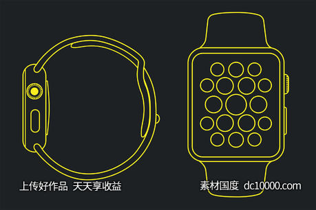 Simple Apple Watch  Wireframe-源文件-素材国度dc10000.com