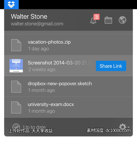 Dark Dropbox Popover-源文件-素材国度dc10000.com