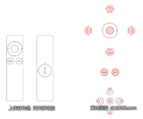 Apple Remote 线框-源文件-素材国度dc10000.com