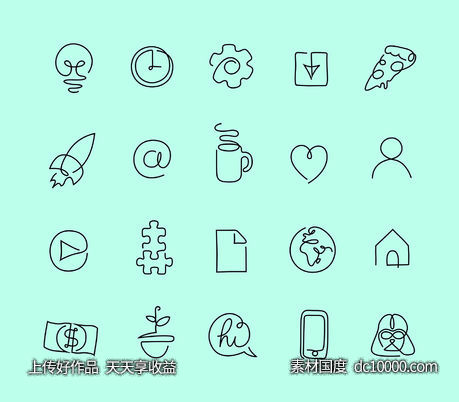 One  Line  Icons-源文件-素材国度dc10000.com