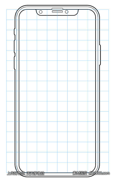 iPhone X 线框模板-源文件-素材国度dc10000.com