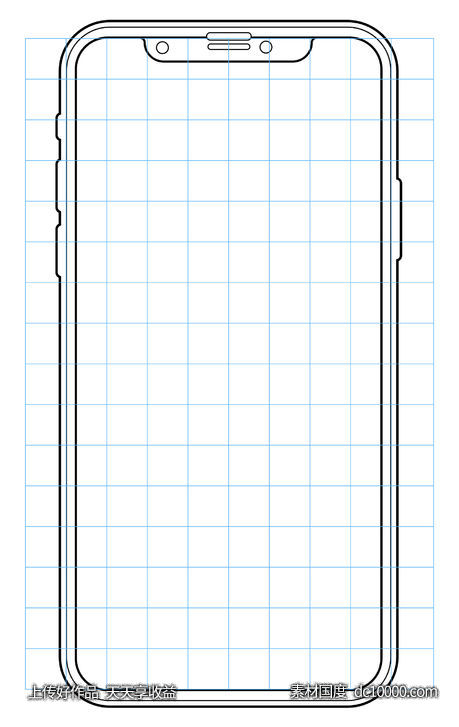 iPhone X 线框模板-源文件-素材国度dc10000.com