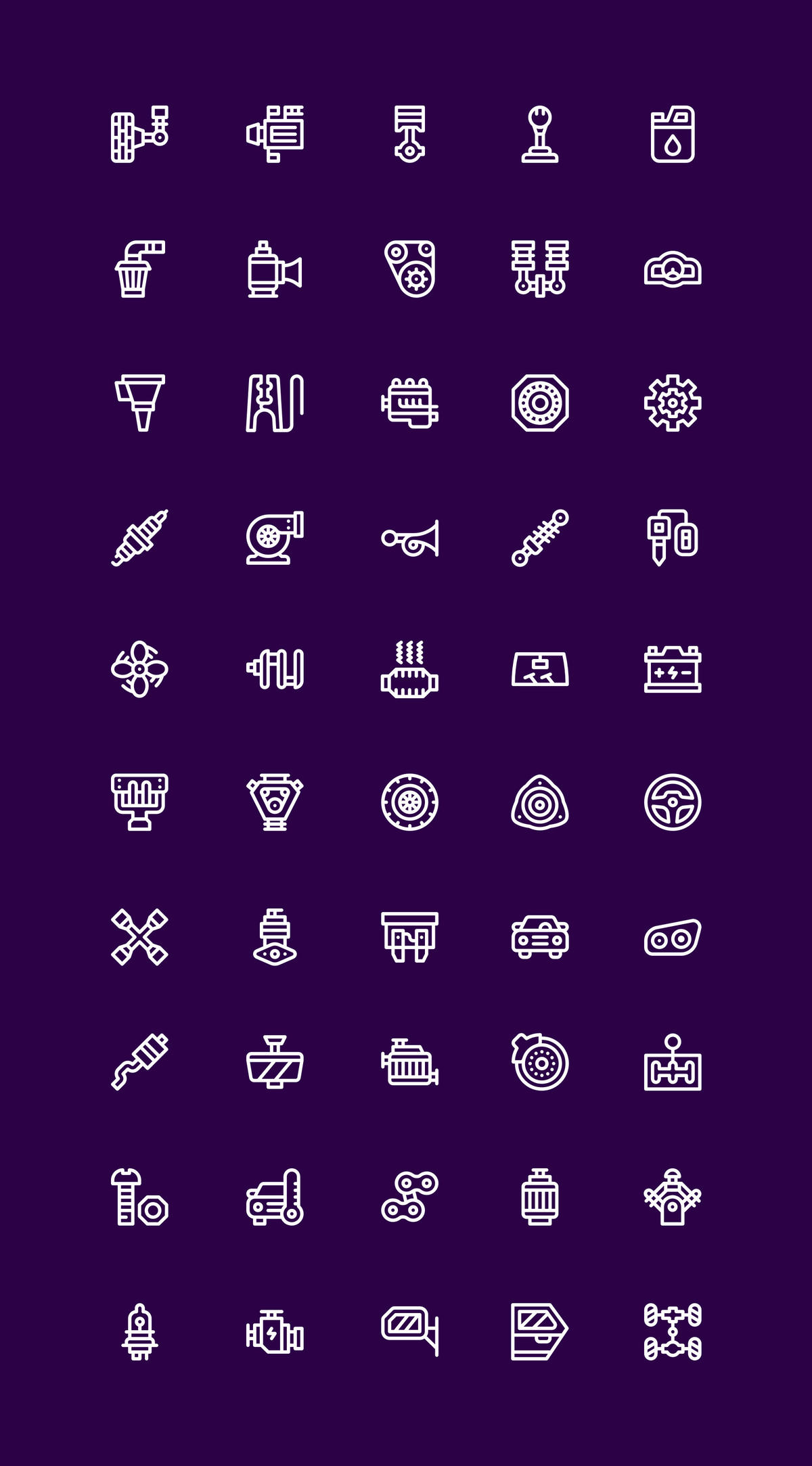 50枚汽车引擎元素线下图标