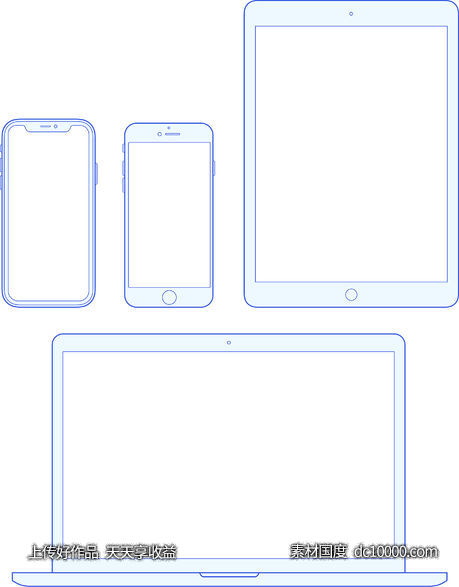 苹果设备线框模板-源文件-素材国度dc10000.com