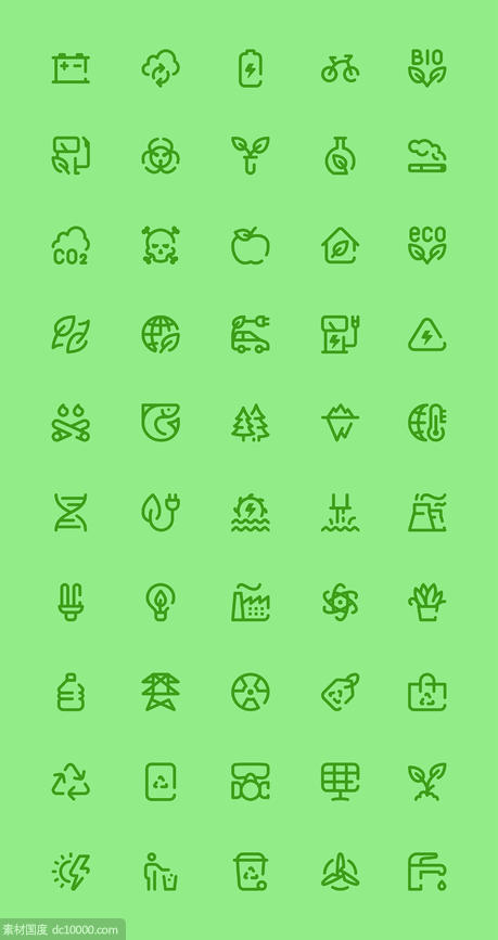 50个生态绿色能源相关的图标 .sketch素材下载 - 源文件