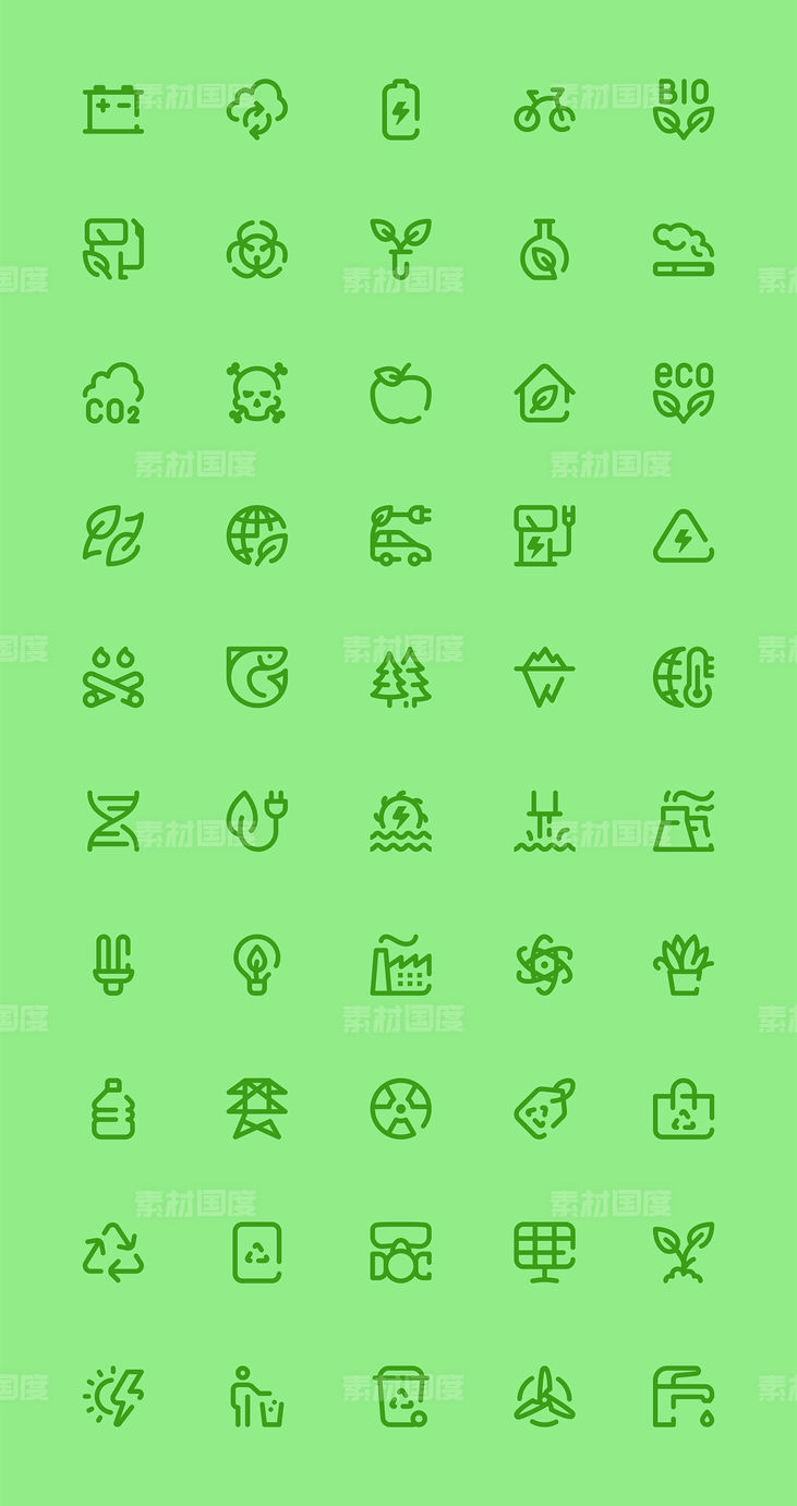 50个生态绿色能源相关的图标 .sketch素材下载