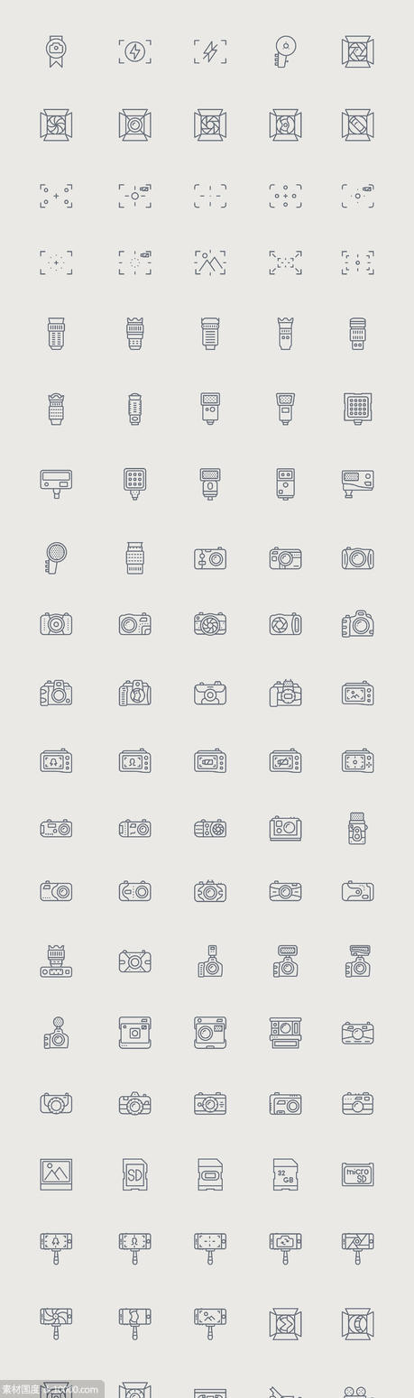 100个摄影设备图标 .sketch素材下载 - 源文件