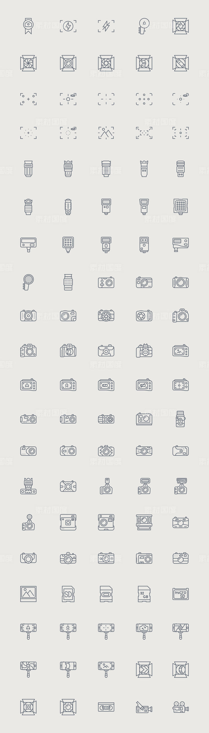 100个摄影设备图标 .sketch素材下载