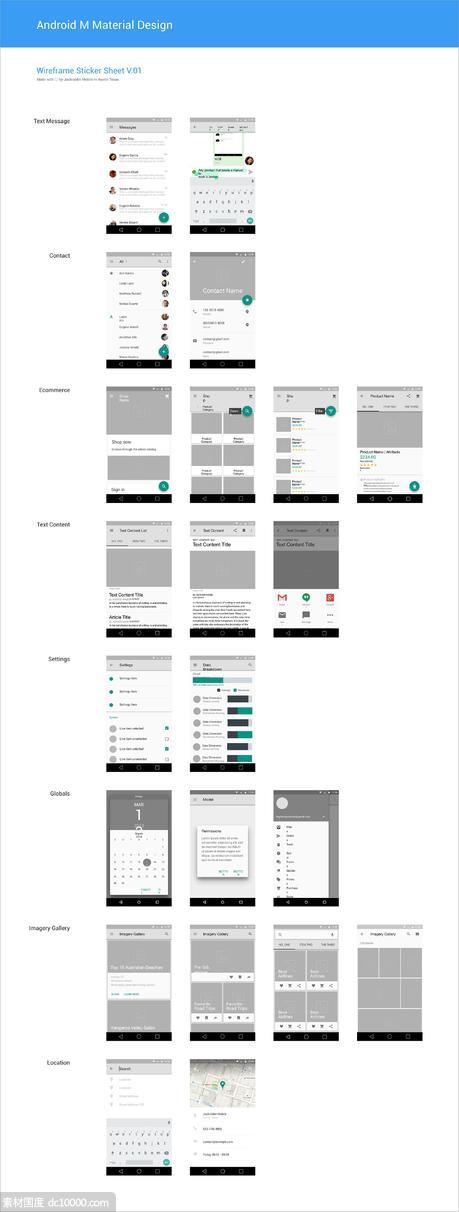 Android M   Wireframe  Kit - 源文件