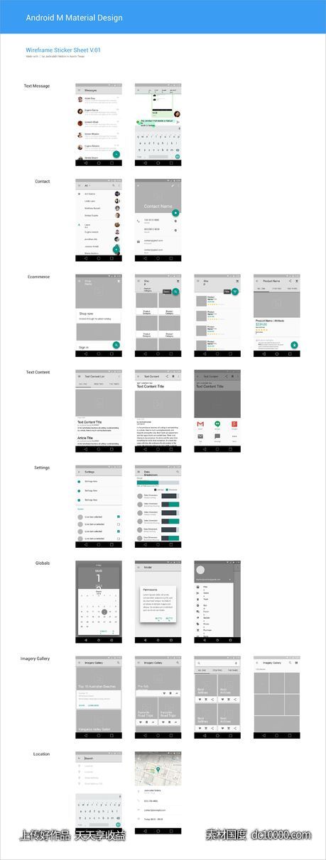 Android M   Wireframe  Kit - 源文件