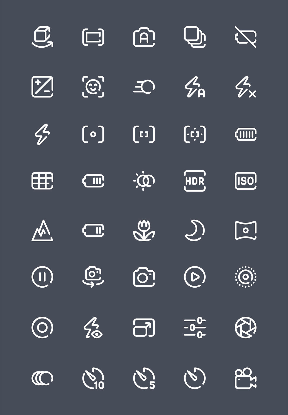 40 个相机拍照相关的图标 .sketch素材下载