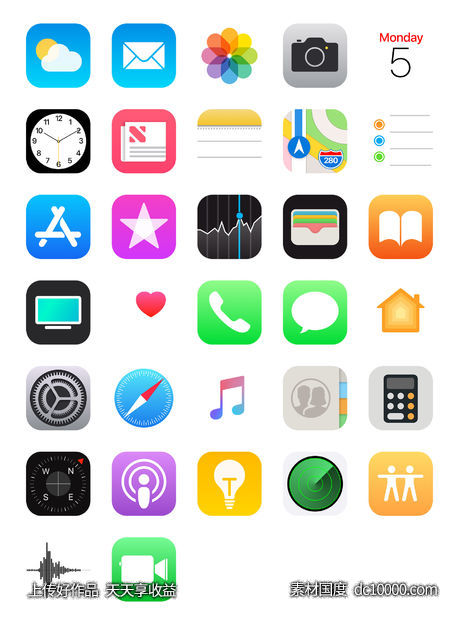 32枚iOS 11 系统应用图标-源文件-素材国度dc10000.com